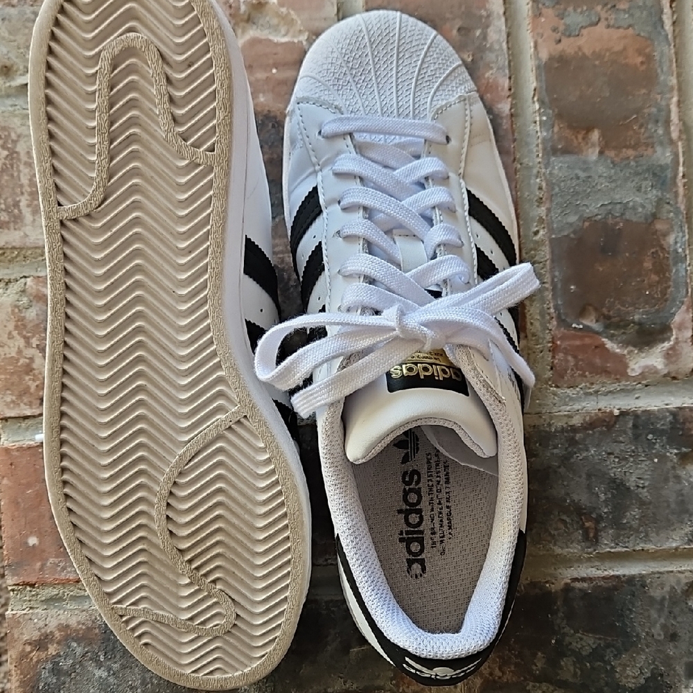 adidas White and Black Classic Shell-Toe Sneakers
